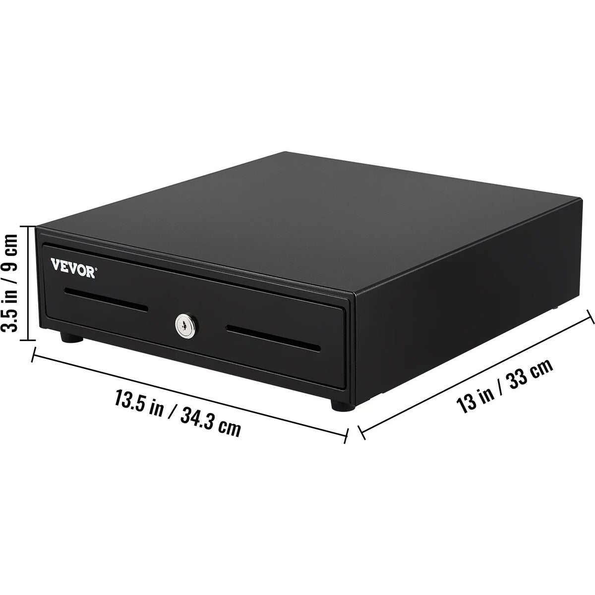 Cash Register Drawer 13" 2 Unlocking Ways Fully Removable Design with 4 Bill 5 Coin Cash Tray 2 Keys Included Compact Size
