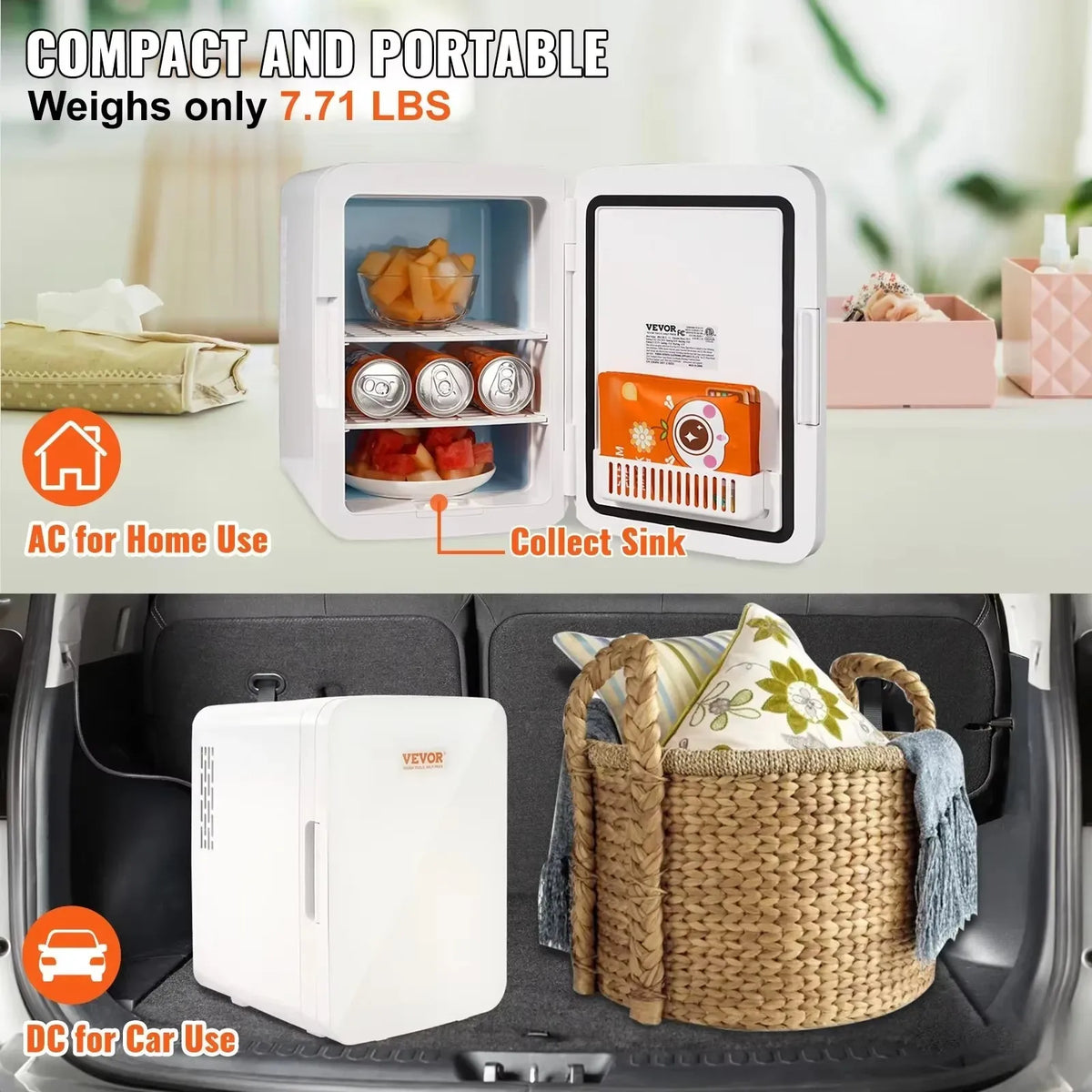 10L Car Refrigerator Mini Portable Skincare Fridge Cooling Freezer Food Drink Storage Box Container for Home Car Bar Use