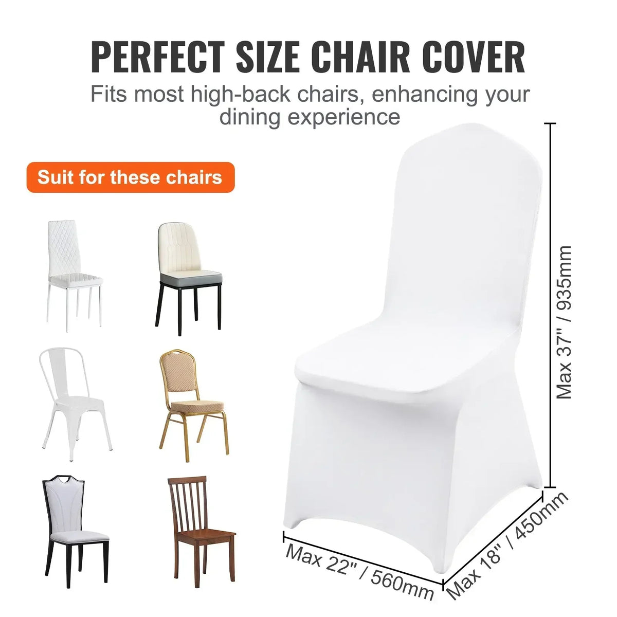 50pcs Chair Covers Wedding Spandex Stretch Fabric Removable Washable Protective Slipcovers for Restaurant Hotel Universal