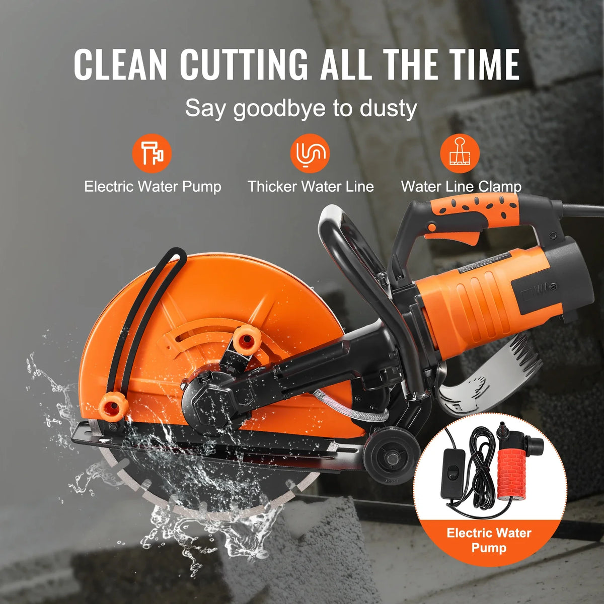 Electric Concrete Saw 3200W Motor Circular Saw Cutter with Max. 6in Adjustable Cutting Depth Wall Chaser for Stone/Brick