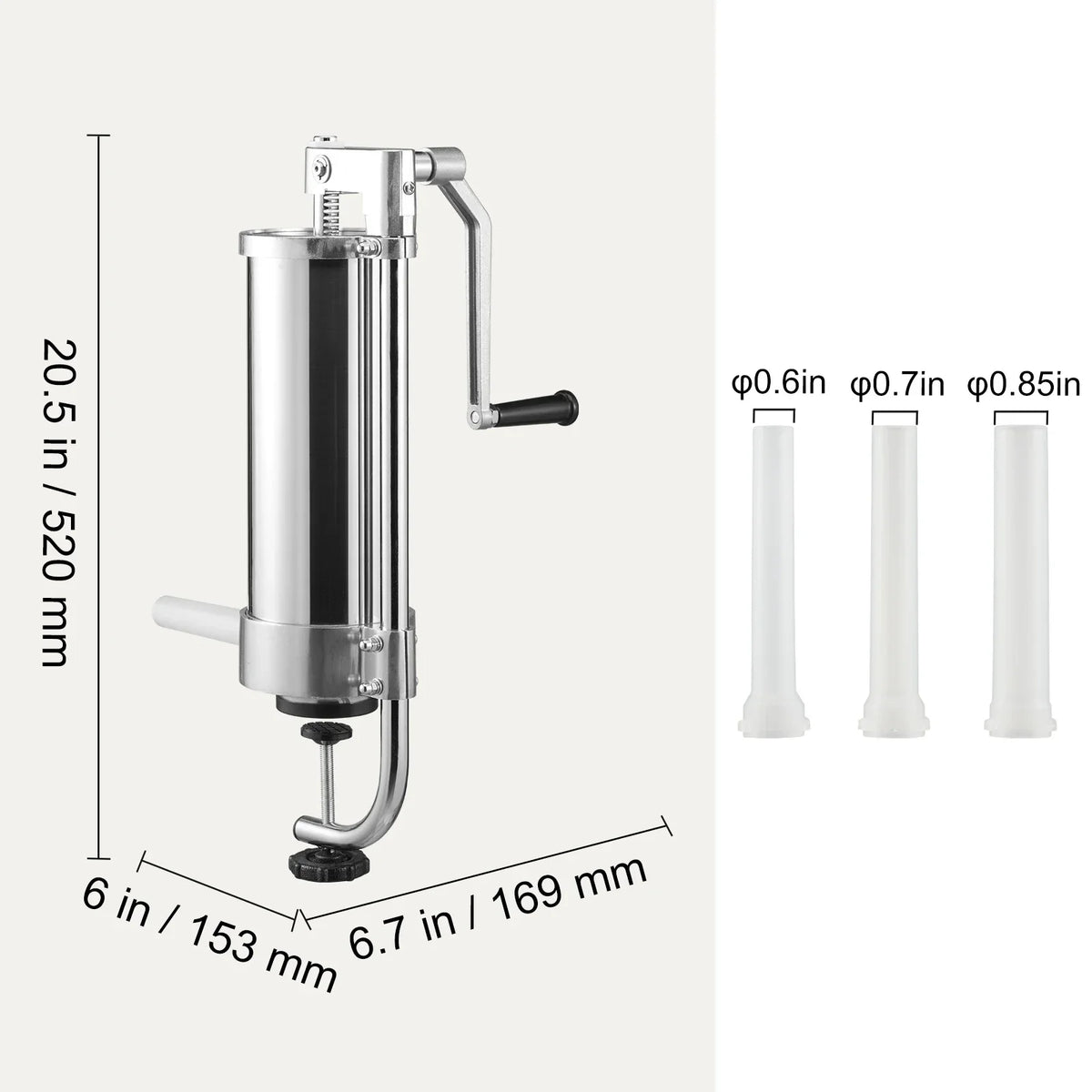1.5/3L Manual Sausage Stuffer Filler Maker Meat Filling Machine 3Stuffing Tubes Vertical Kitchen Appliance Home Commercial