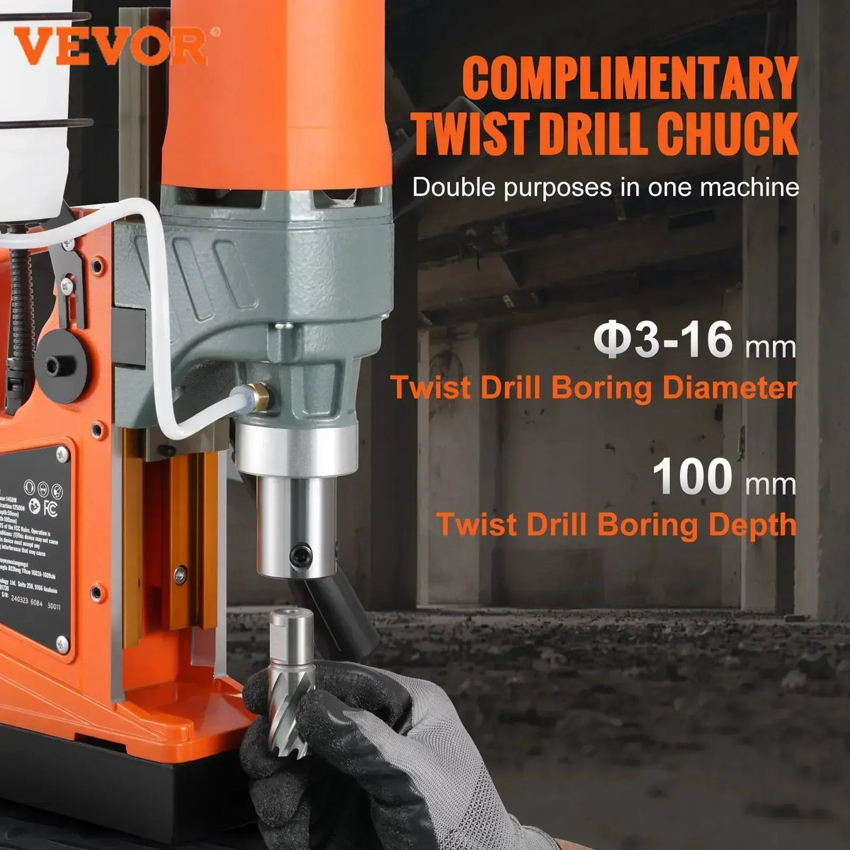 1450W Magnetic Drill 2" Boring Diameter 12500/12800N Portable Electric Mag Drill Press 800 RPM Magnetic Drilling Machine