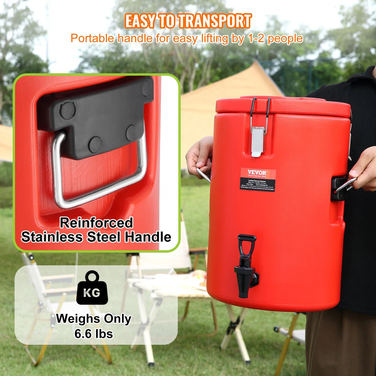 Stainless Steel Insulated Beverage Dispenser,17.2L,Thermal Hot and Cold Drink Server Dispenser w/Spigot Handle for Hot Tea