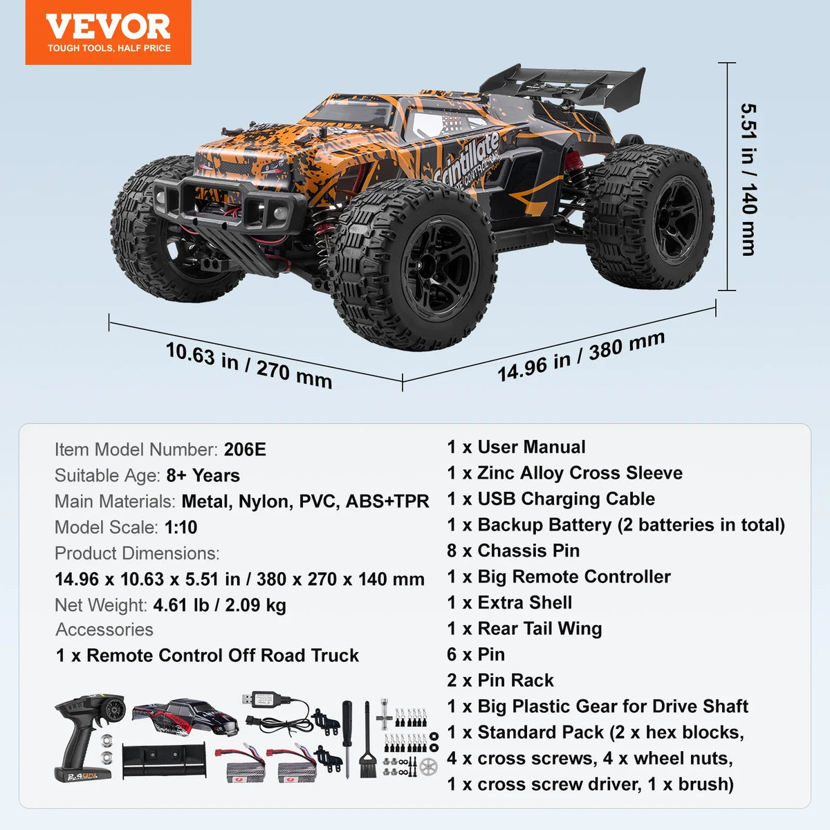 50 km/h 1:10 RC Car High Speed All Terrain 4WD Off-Road Truck with 45° Wheelie Hobby RC Racing Car Toys Gift for Kids