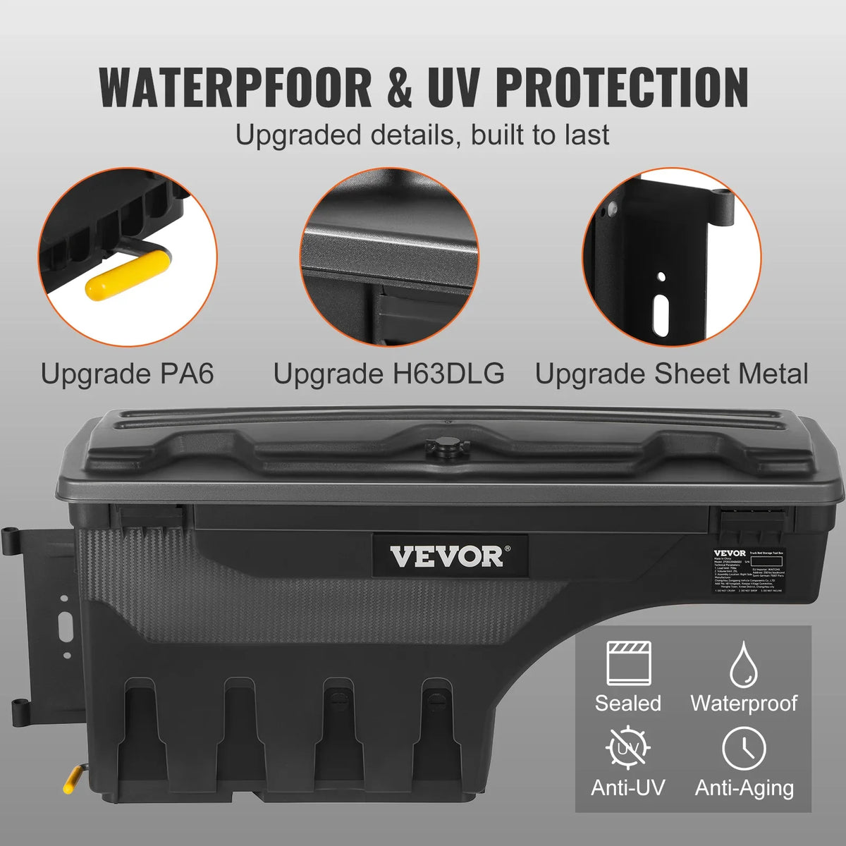 Truck Bed Storage Box, 6.6 Gal/25 L ABS Wheel Well Tool Box, Waterproof and Durable, Compatible with Ford F-150 2015-2021