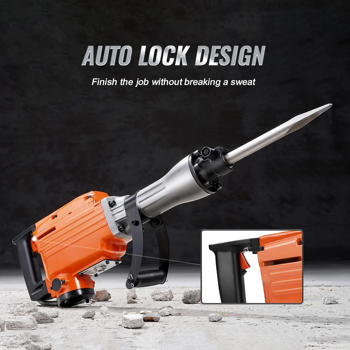 Demolition Jack Hammer 2200W Electric Jackhammer Heavy Duty 1350 BPM Concrete Breaker 2pcs Chisels Bit Chipping with Case