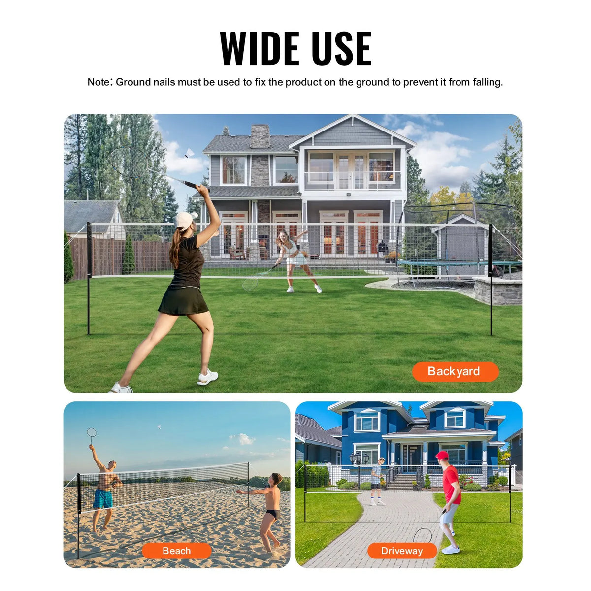 Badminton Net Set,Outdoor Backyard Beach Badminton Net,Portable Badminton Equipment Set,Adults Badminton Net with Poles