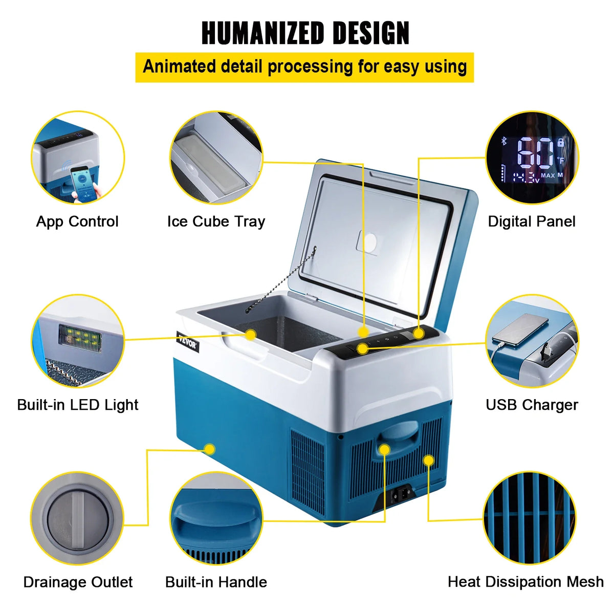 Car Refrigerator 22L Compressor Portable Small Refrigerator Freezer Mini Electric Cooler for Driving Travel Fishing Outdoo