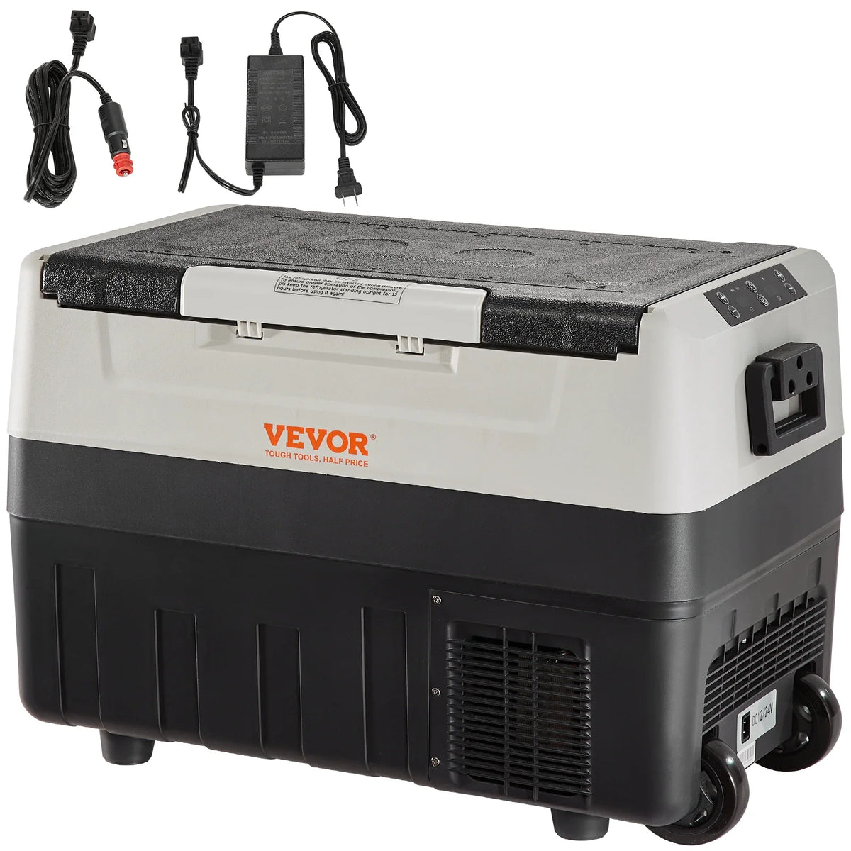 Car Refrigerator, 55 L Dual Zone Portable Freezer, -4℉-50℉ Adjustable Range, 12/24V DC and 100-240V AC Compressor Cooler