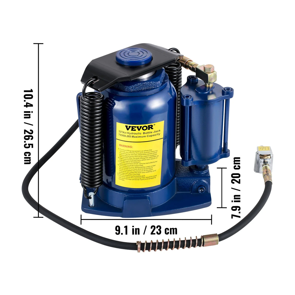 32 Ton/70550lbs Pneumatic Hydraulic Bottle Jack with Manual Hand Pump for Heavy Duty Auto Truck RV Repair Lift