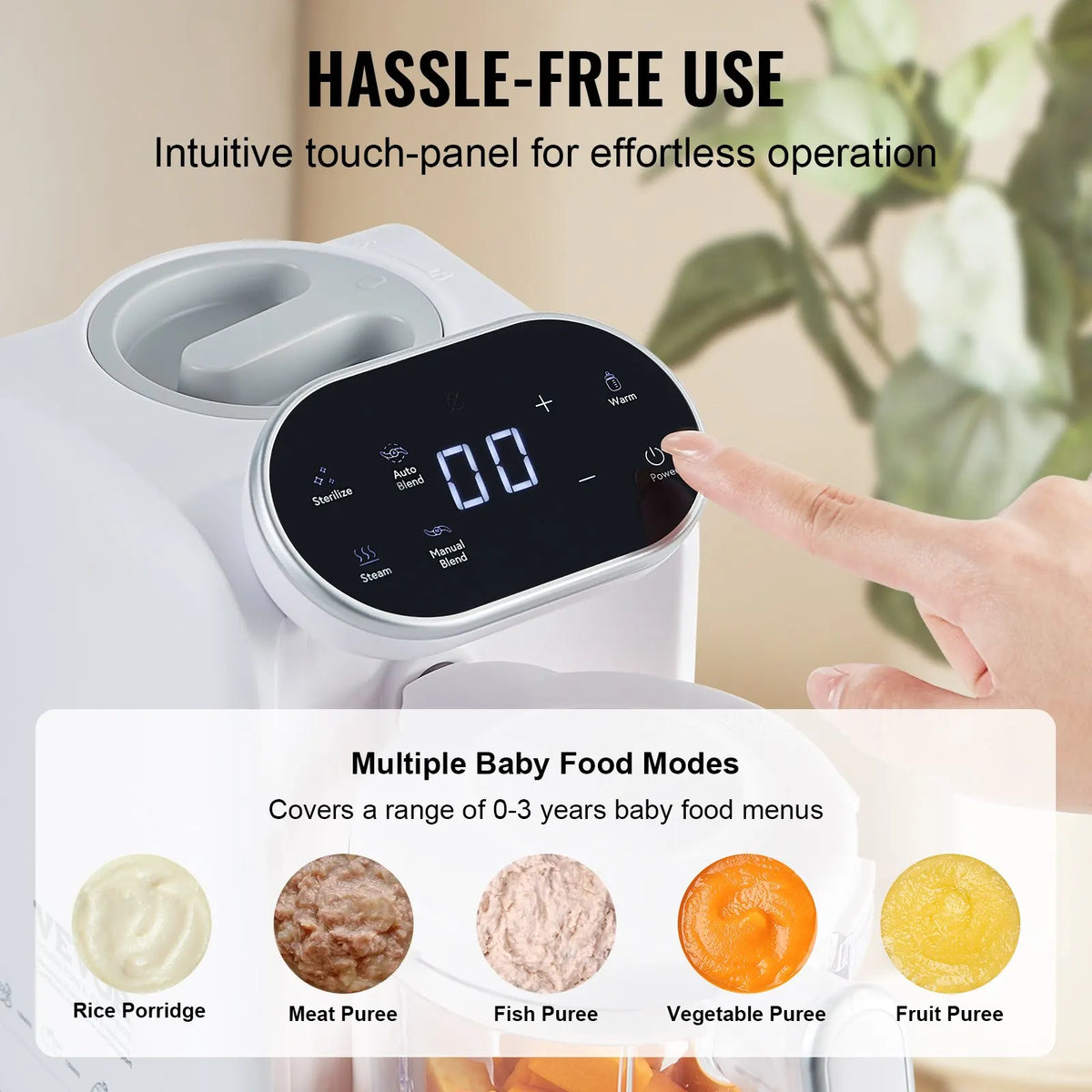 Baby Food Maker,430W Baby Food Processor with 750 ml Tritan Bowl,5 in 1 Baby Food Puree Blender Steamer Grinder for Food
