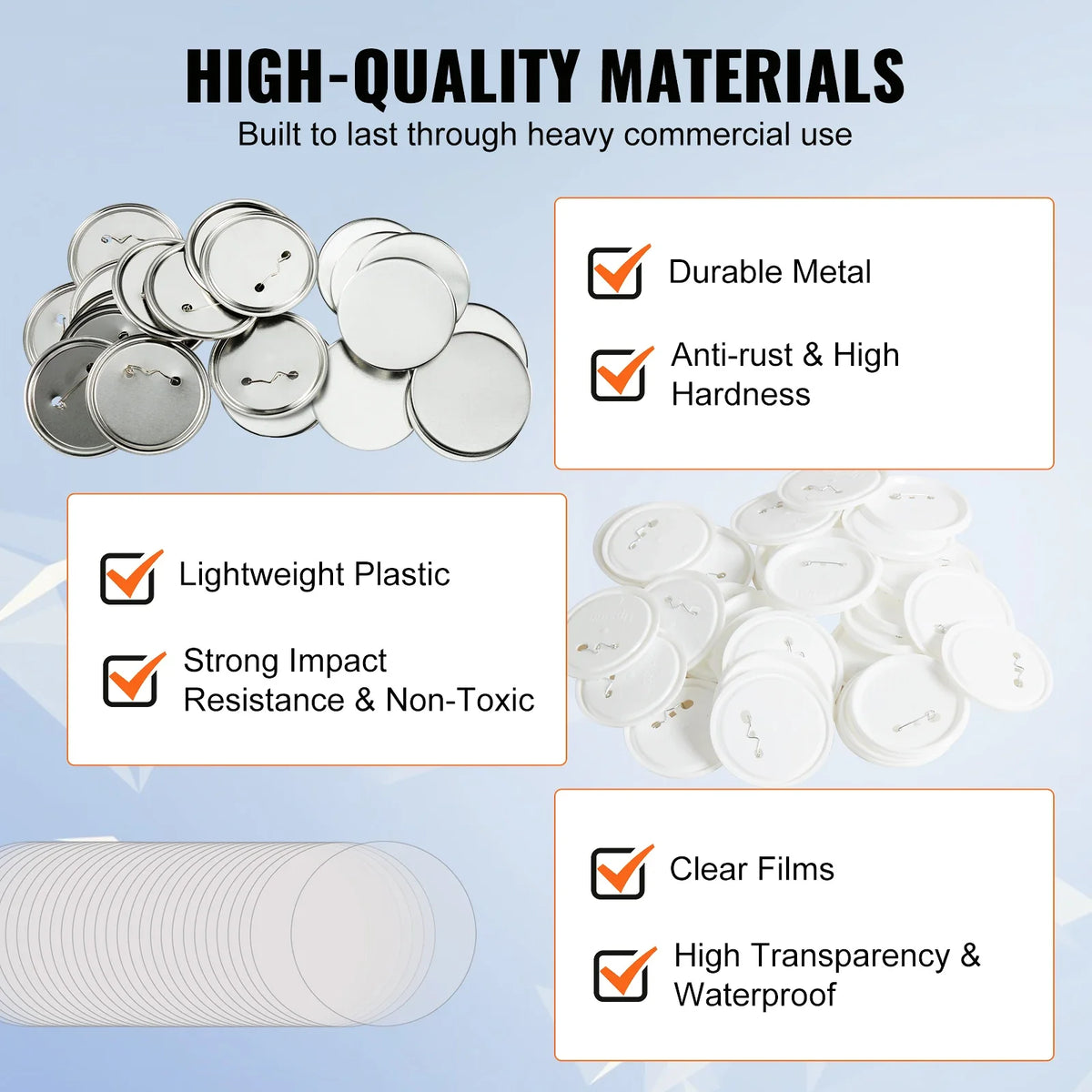 25/32/58/75mm Button Badge Parts Supplies for Button Maker Machine 200/500Sets Metal and Plastic Pin Badges