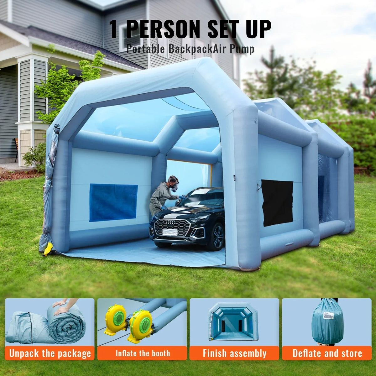 Inflatable Paint Booth with Blowers Inflatable Spray Booth Powerful Spray BoothCar Paint Tent Air Filter System