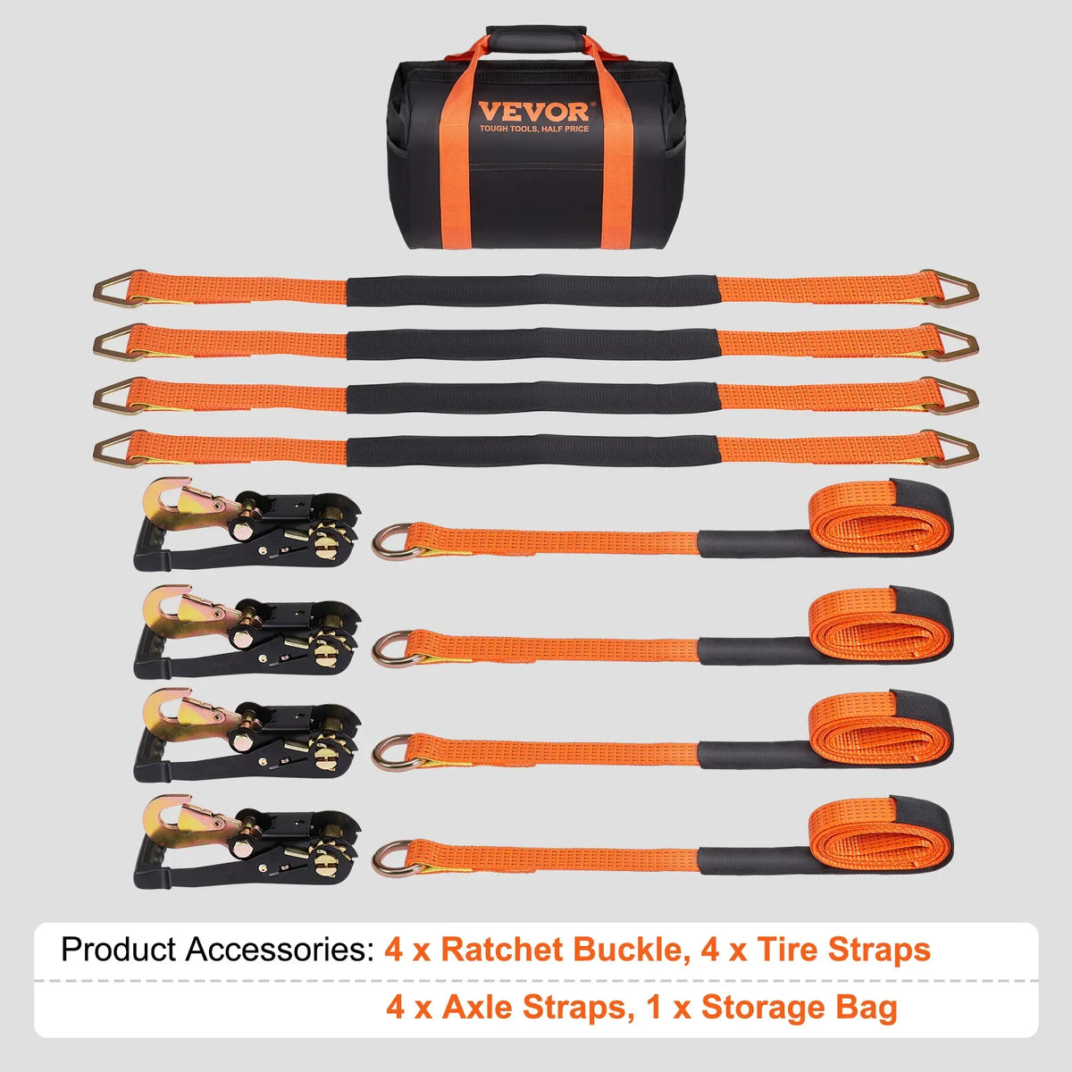 Ratchet Tie Down Straps Kit 2"x96"/120" Tire Straps Car Tie Down Straps with Snap Hooks for Passenger Car Truck Trailer