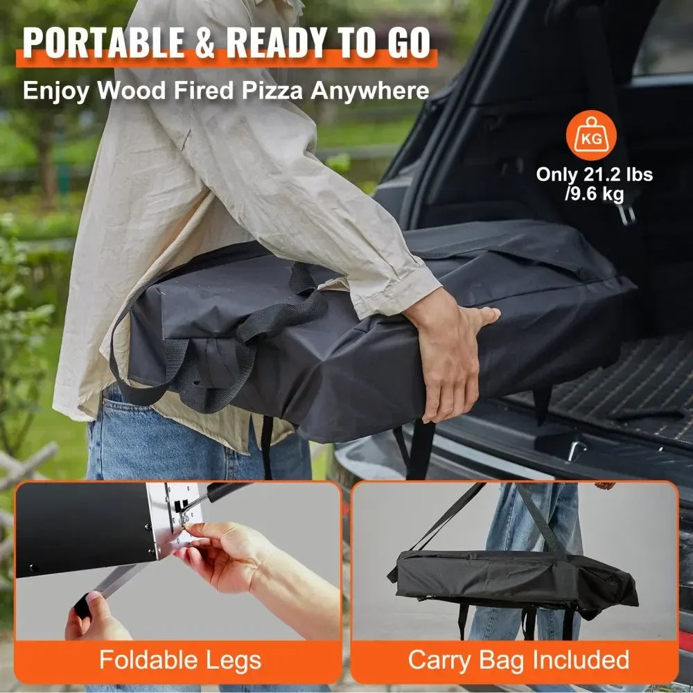 Outdoor Oven 12-inch Pellet and Charcoal Fired Maker Portable Outside Stainless Steel Grill with Pizza Stone
