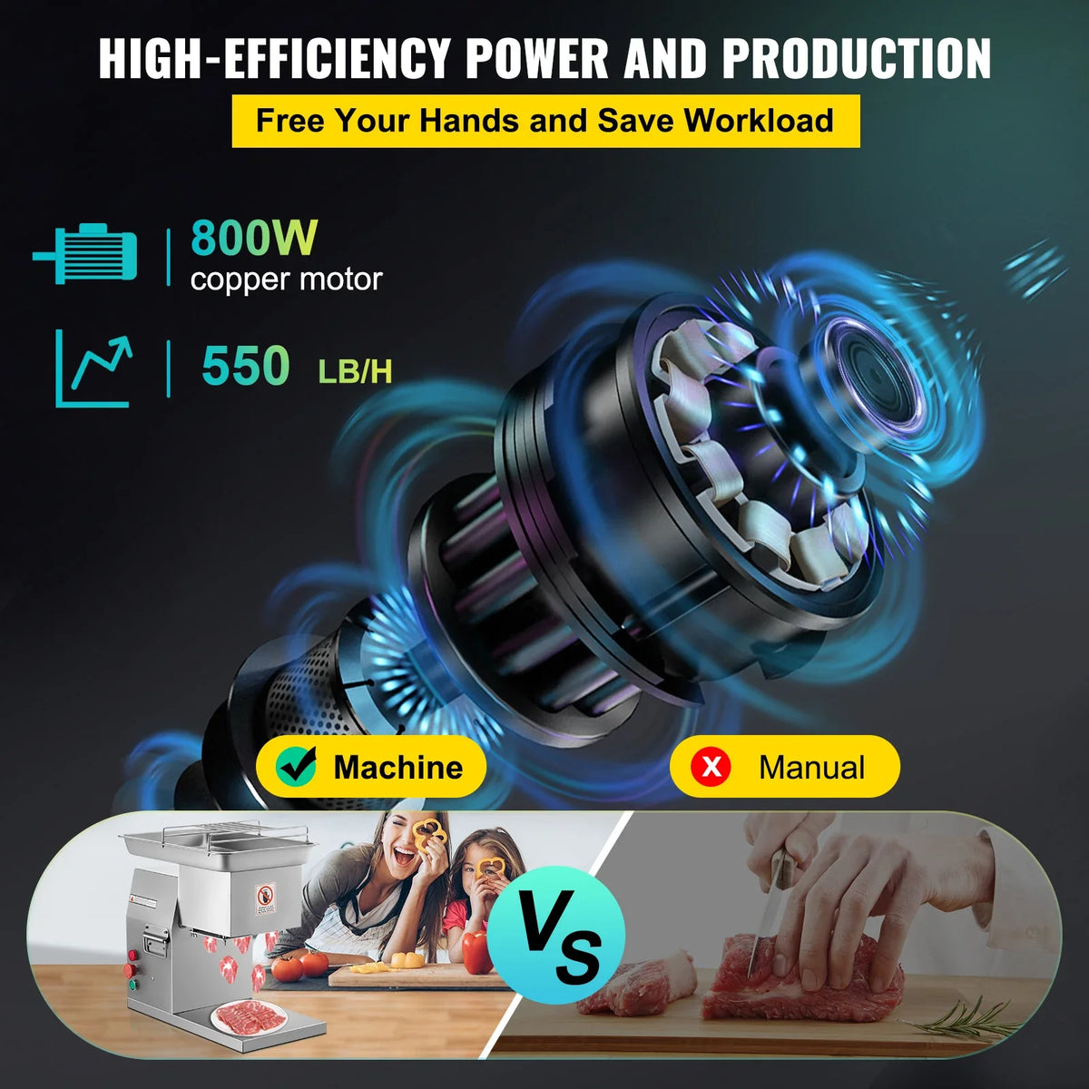 250Kg/H Electric Meat Slicer Stainless Steel 3mm Blades Meat Cutter Grinder Machine Auto Kitchen Home Appliance Commercial