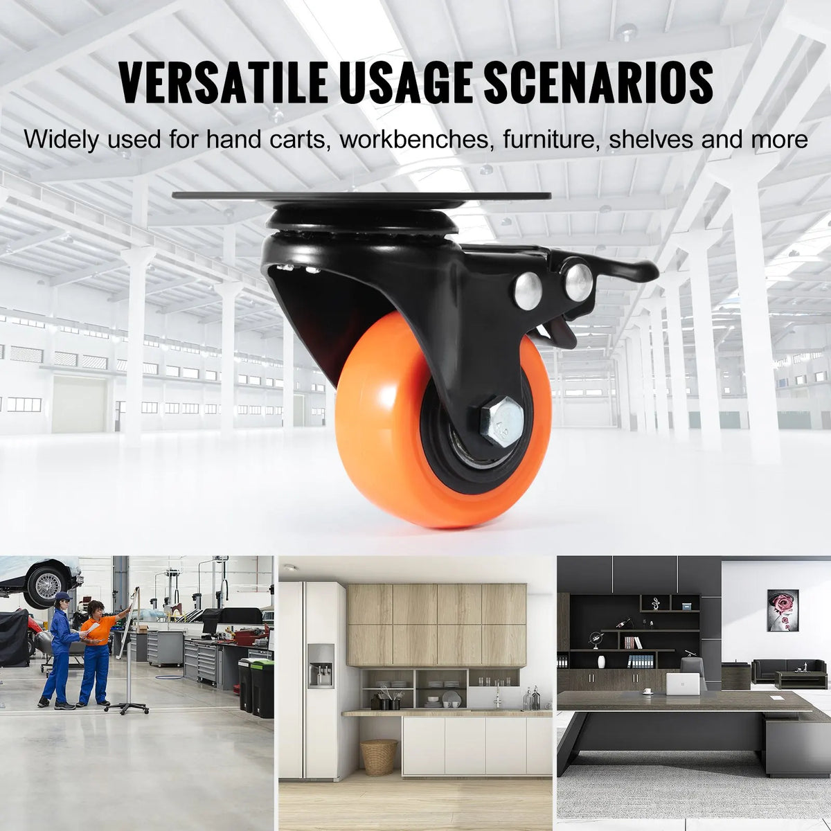 2" Swivel Casters (4-Pack) | 150lb x4 Load | Dual Lock + Quiet PVC Wheels | Non-Marking for Cart/Furniture/Workbench