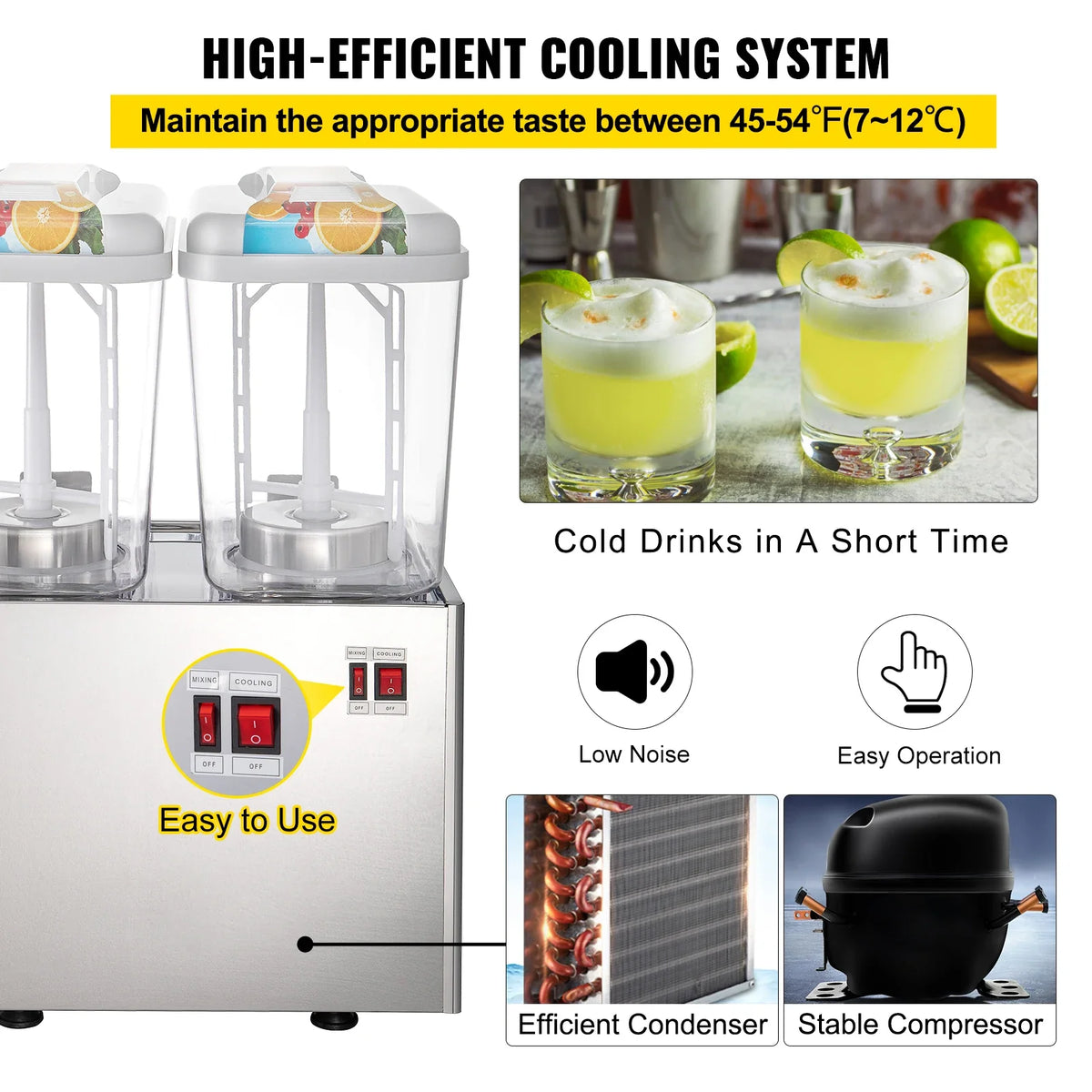 Commercial Beverage Dispenser 18L 1/2/3 Tank Cold Beverage Dispenser Stainless Steel Juice Dispenser Thermostat Controller