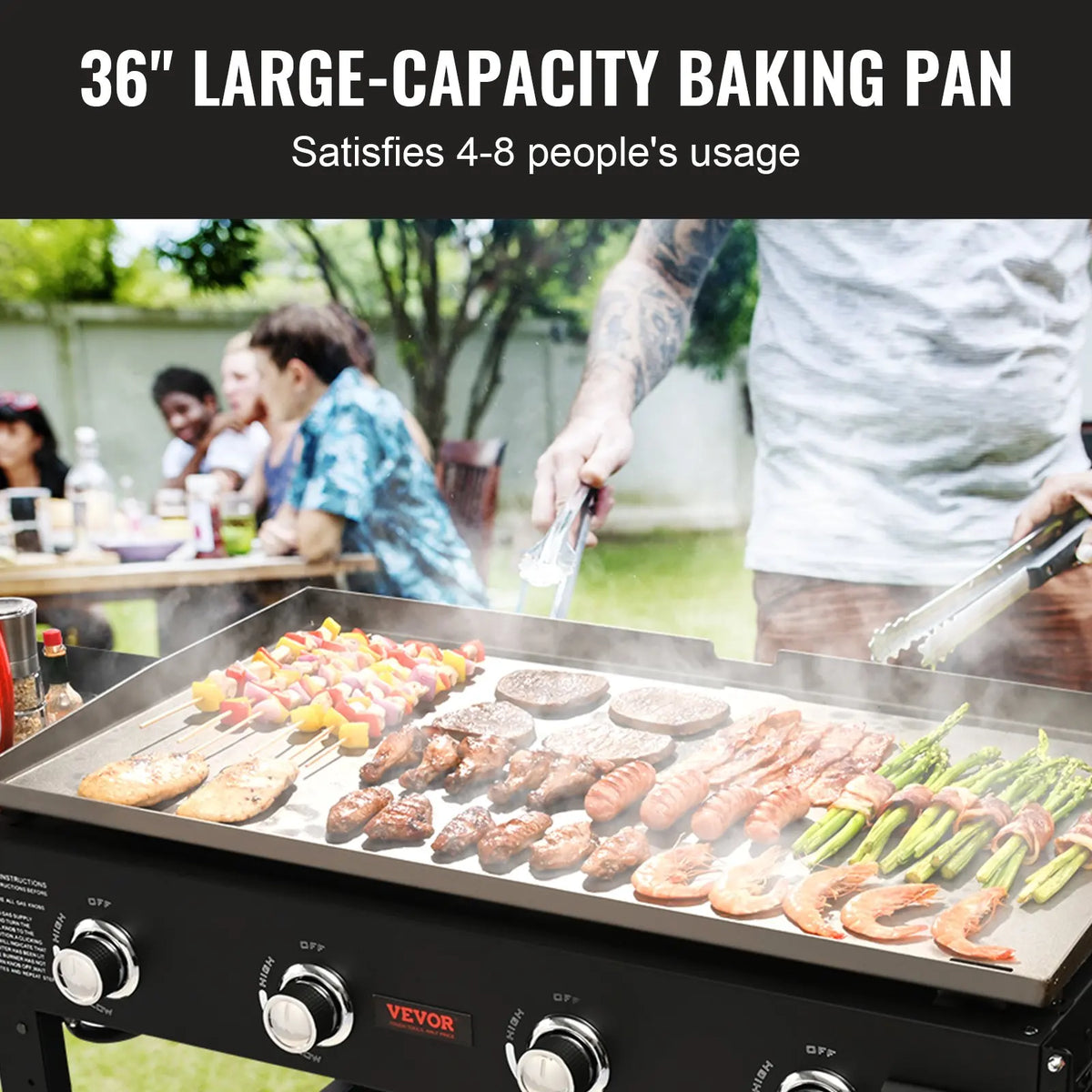 Commercial Griddle on Cart,17/22/36in Heavy Duty Manual Flat Top Griddle,Outdoor Cooking Station,Steel LPG Gas Griddle