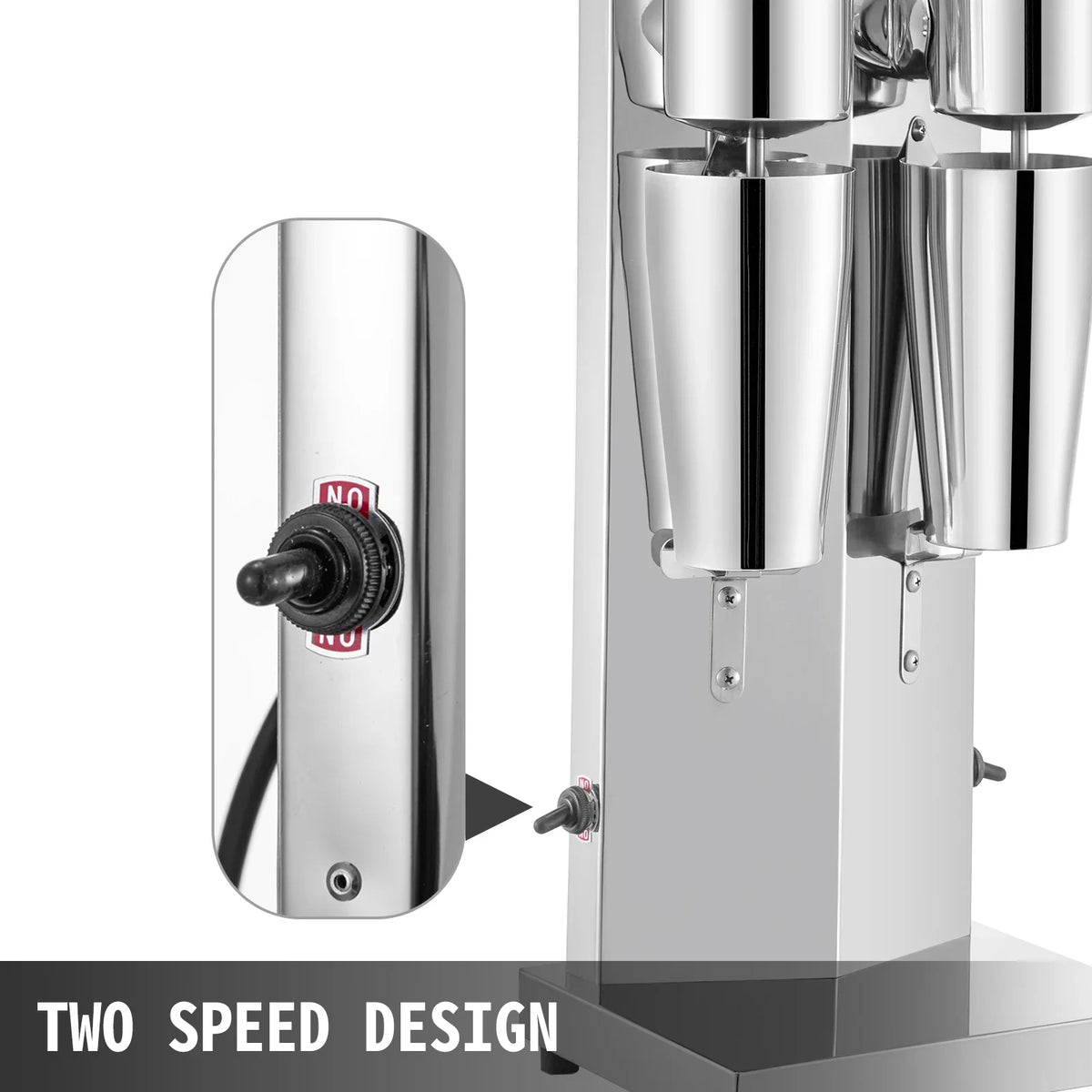 Milkshake Maker Kit Stainless Steel Electric Milkshake Maker 180W Double Head Classic Milkshake Maker w/ 800ml Cup Silver