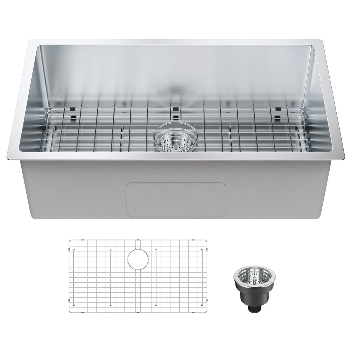 25-32inch Stainless Steel Kitchen Sink Undermount Single Bowl Workstation Step Sink with Cutting Board and Basket Strainer