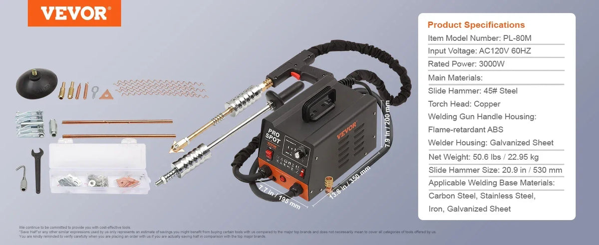 Stud Welder Dent Repair Kit 3KW Spot Welder Dent Puller with 6 Welding Modes for Car, Truck, Motorcycle Dent Repair ﻿