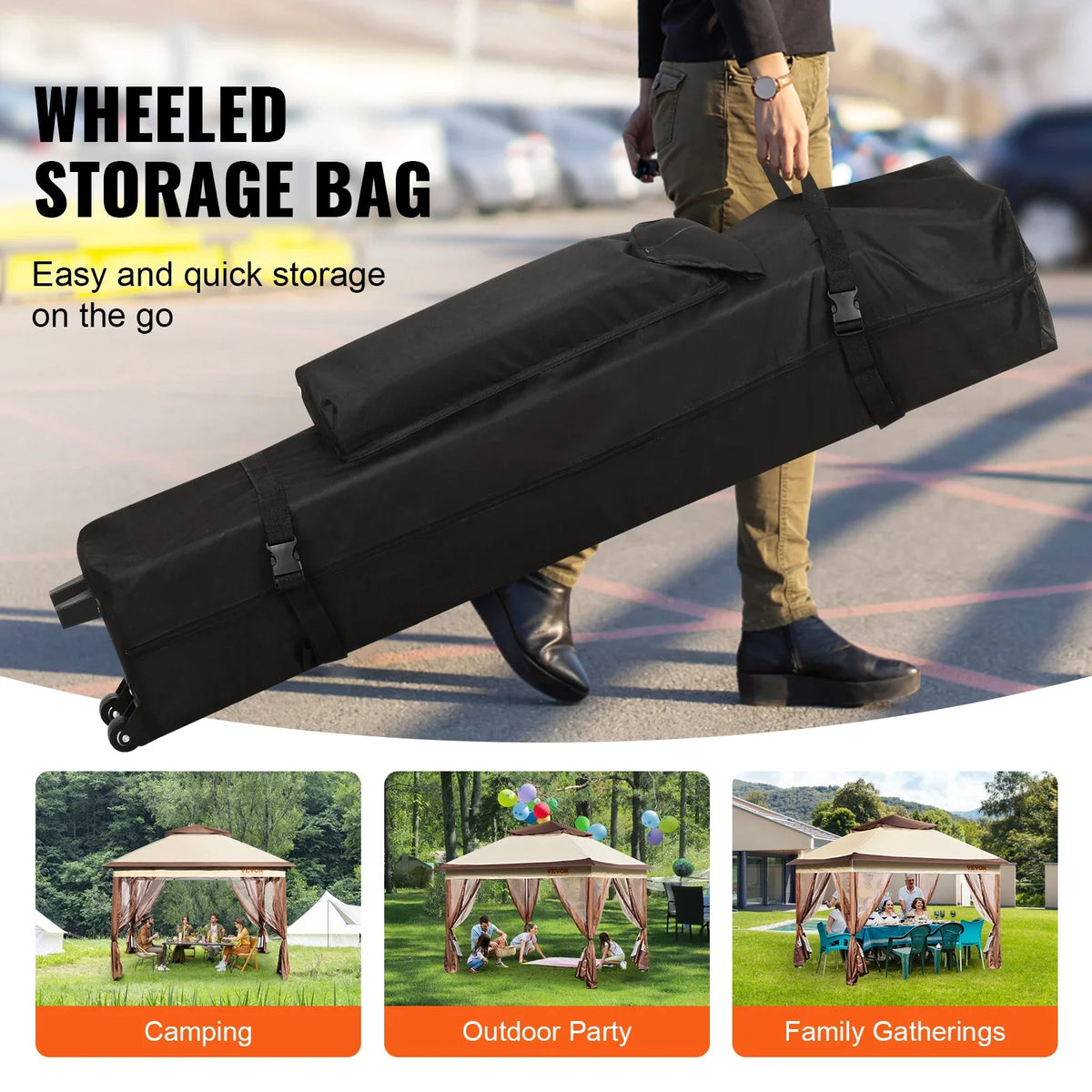 Patio Gazebo Outdoor Pop up Large Gazebo for 8-10 Person  Portable Waterproof Stable Sun Shelter for Patio Backyard Garden
