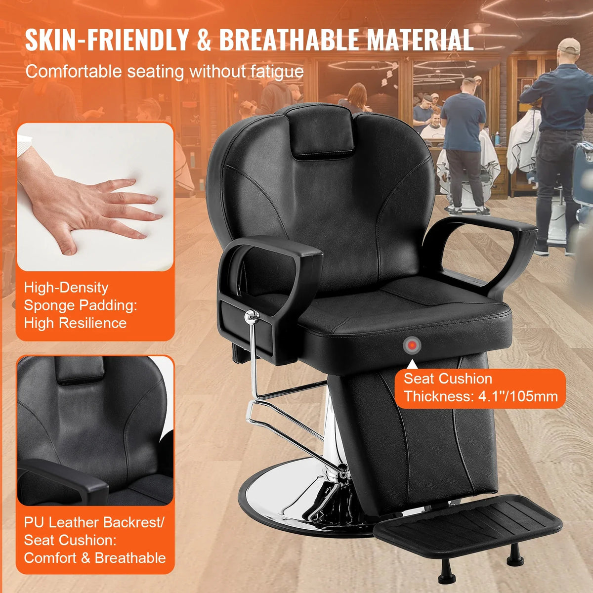 Salon Chair Hydraulic Recliner Barber Chair for Hair Stylist 360 Degrees Swivel 90°-130° Reclining Salon Chair Spa Shampoo