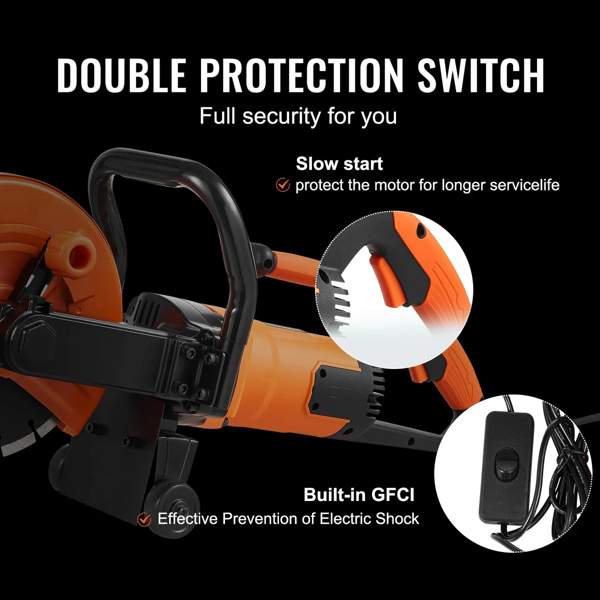 Electric Concrete Saw 9 in 1800W 15A Motor Circular Saw Cutter with 3.5 in Cutting Depth Wet/Dry Disk Saw Cutter for Stone
