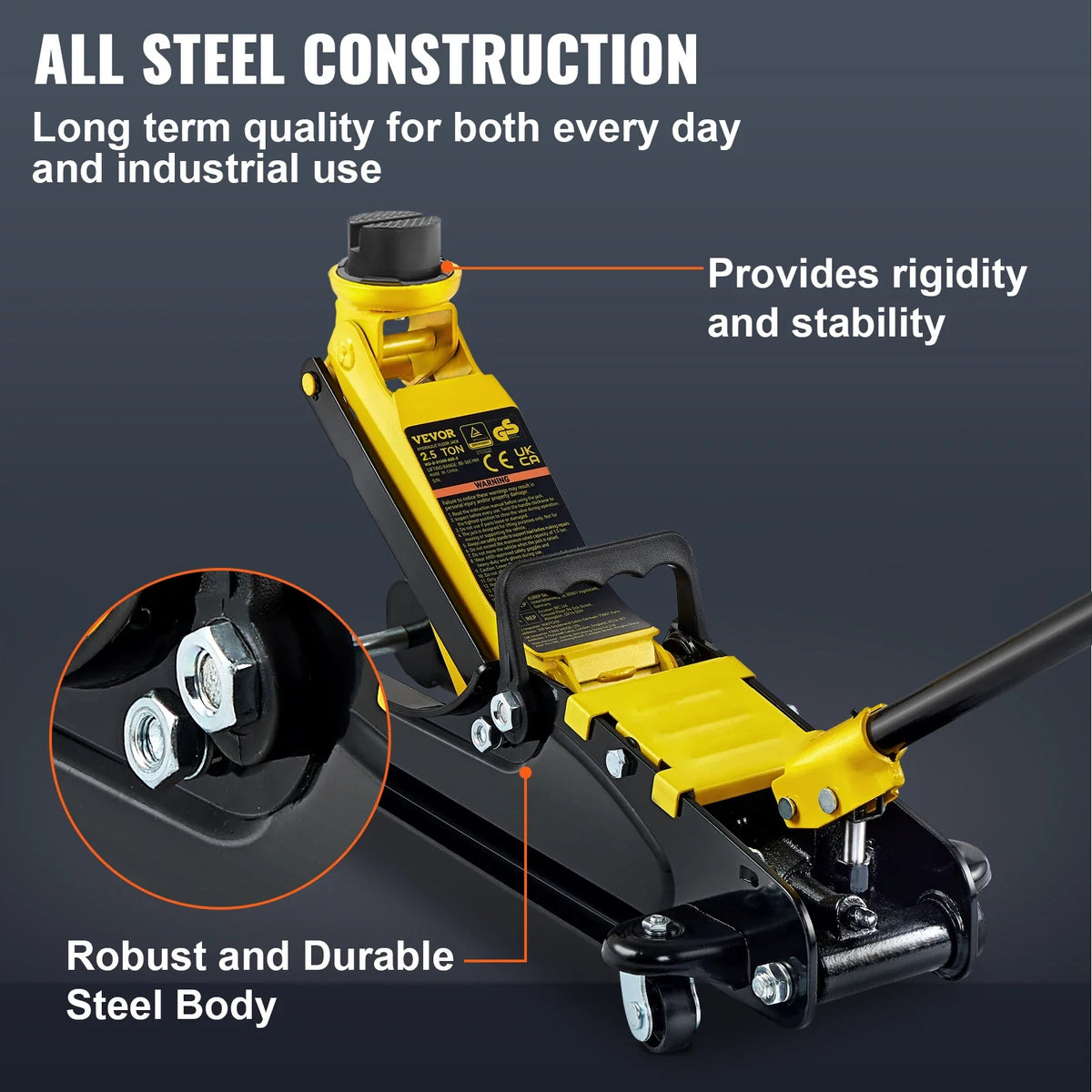 Floor Jack,2.5 Ton Low Profile Floor Jack, Heavy-duty Steel Racing Floor Jack w/Single Piston Lift Pump Lifting 85-380mm