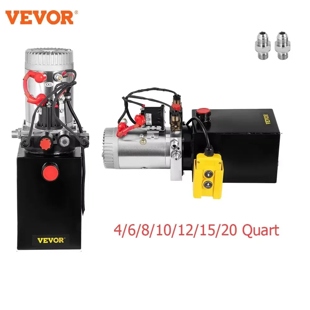 Car Jack Hydraulic Pump 12V DC Double Acting Power Unit 4/8/10/12/15/20 Quart Steel Oil Tank Dump Trailer Truck Lift Pump