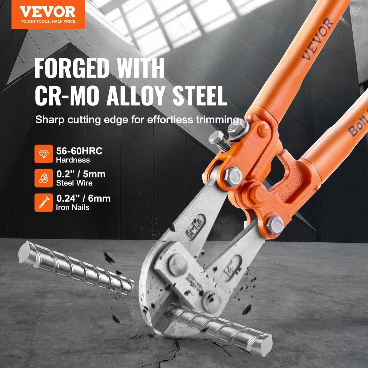 Bolt Cutter 8in/14in/18in/24in Lock Cutter Bi-Material Handle with Soft Rubber Grip Chrome Molybdenum Alloy Steel Blade