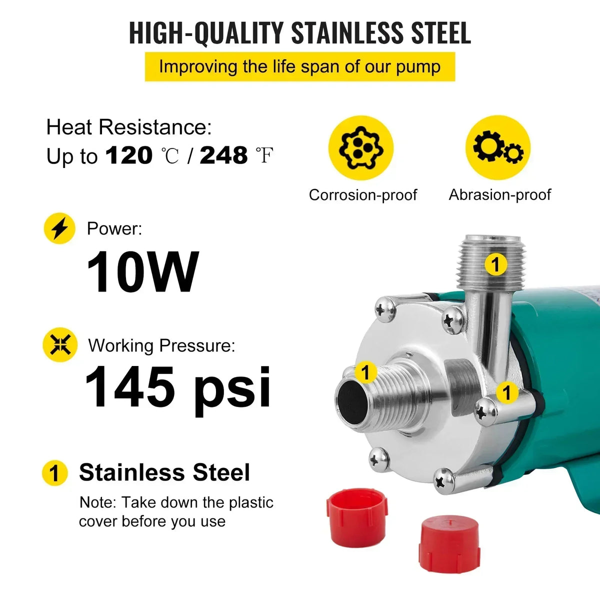 Magnetic Beer Pump Homebrew Brewing MP-15RP Food Grade 304 Stainless Steel High Temperature 120 ℃ 1/2" MPT for Brewery Bar