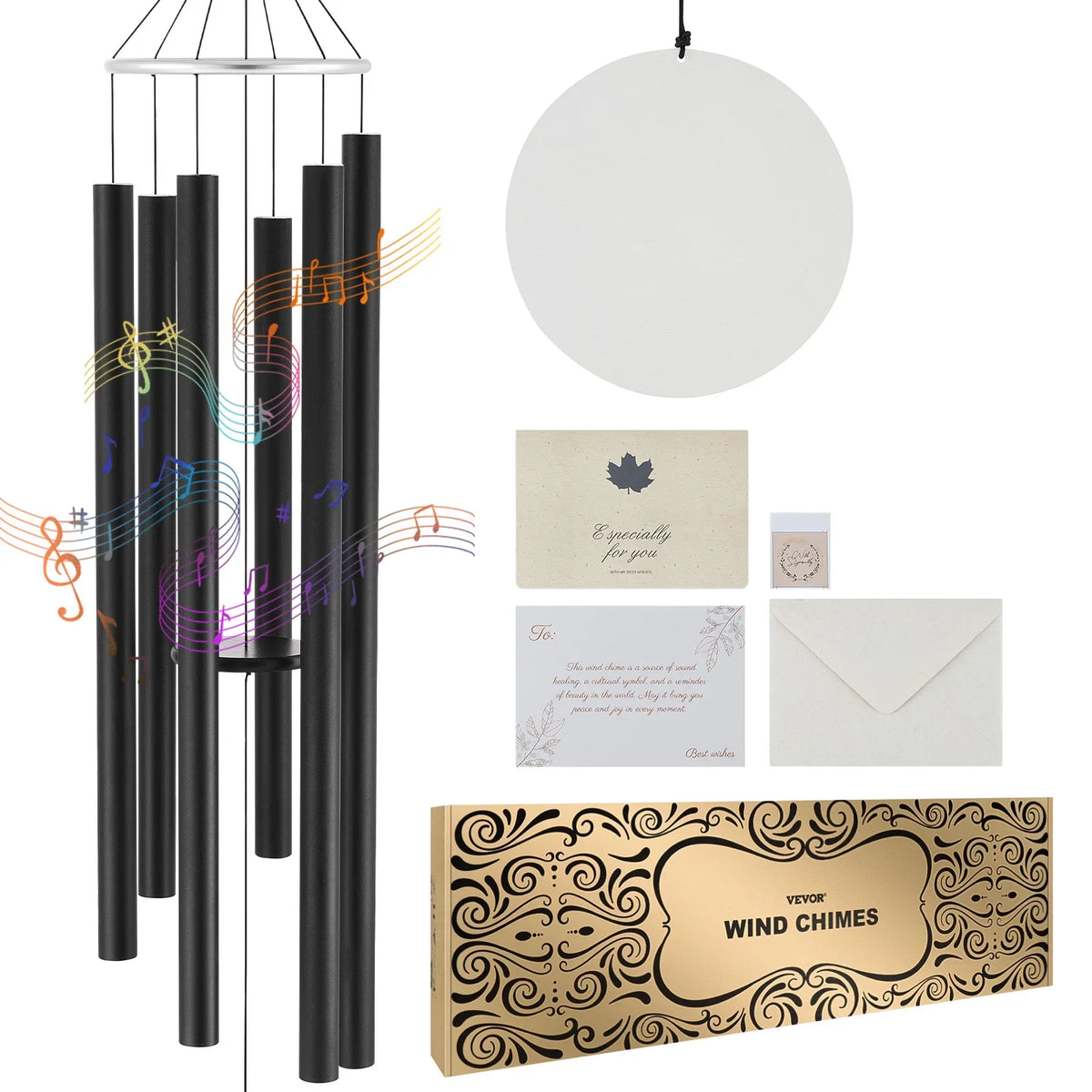 Wind Chimes with 6 Tubes Outside Deep Tone Wind Chimes Unique Large Memorial Wind Chimes Outdoor Decor for Patio/Porch