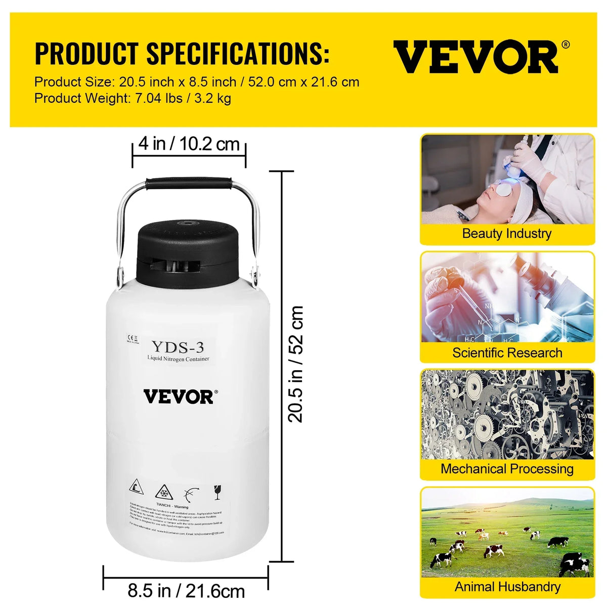 3L 6L 10L 21.6L Liquid Nitrogen Container Static Cryogenic Tank Aluminum Dremel Accessories Tools Transportation Industry