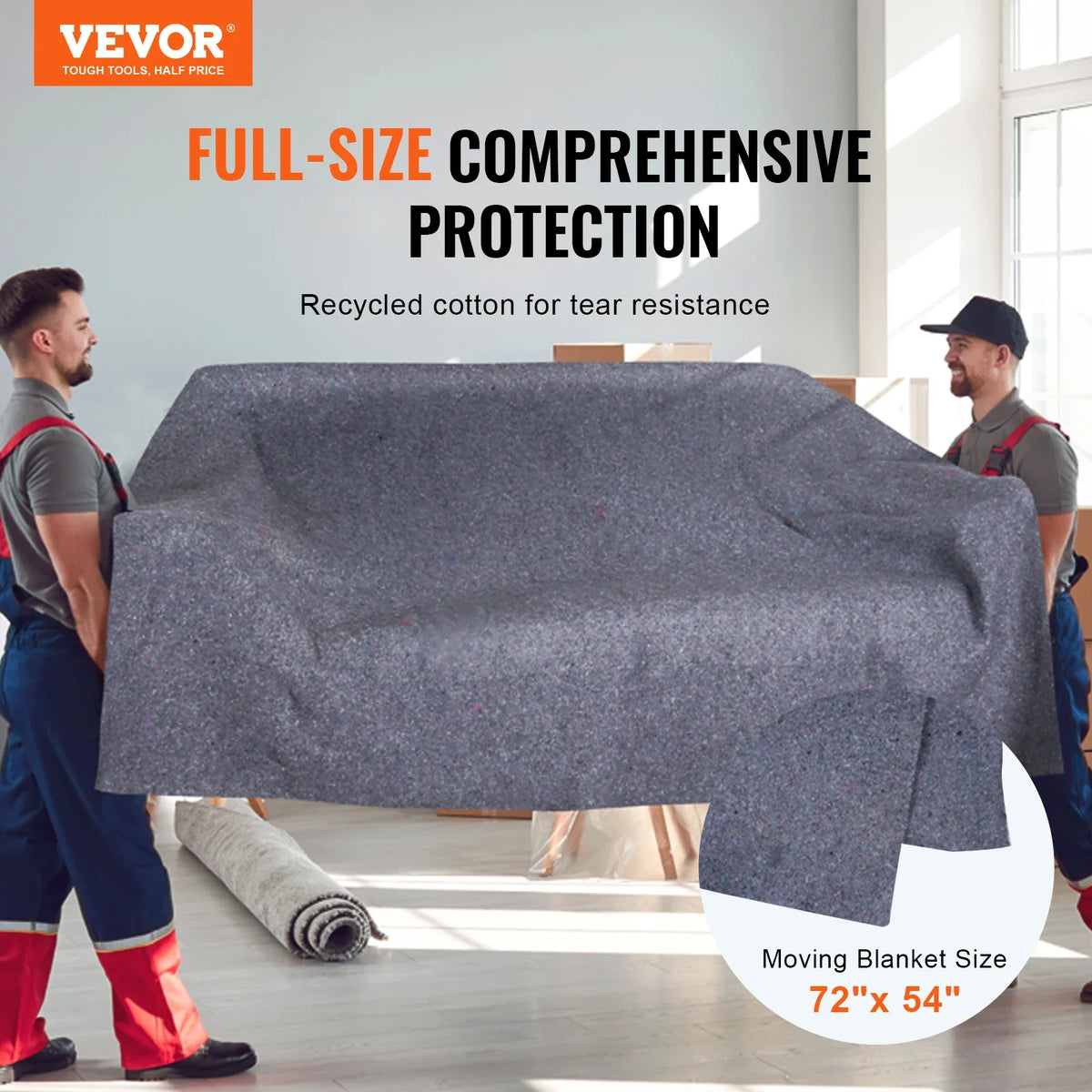12/24 Packs Moving Blanket Recycled Cotton Heavy Duty Packing Shipping Mover Pads for Protect Furniture Floors Appliances
