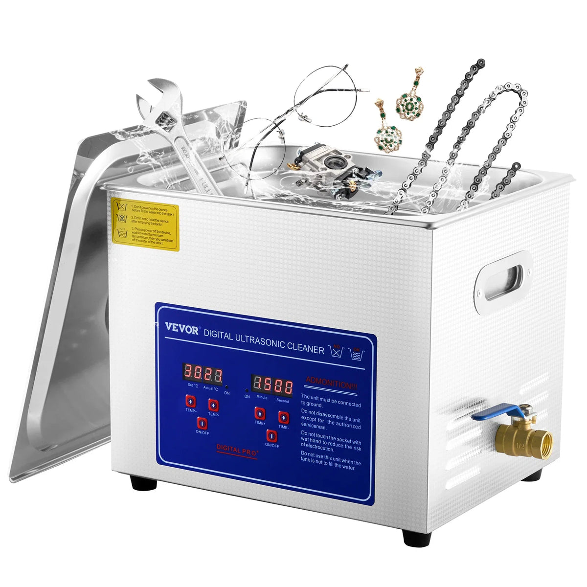 10L Ultrasonic Cleaner Machine Stainless Steel Ultrasonic Cleaning Machine Digital Heater Timer Jewelry Cleaning for Home