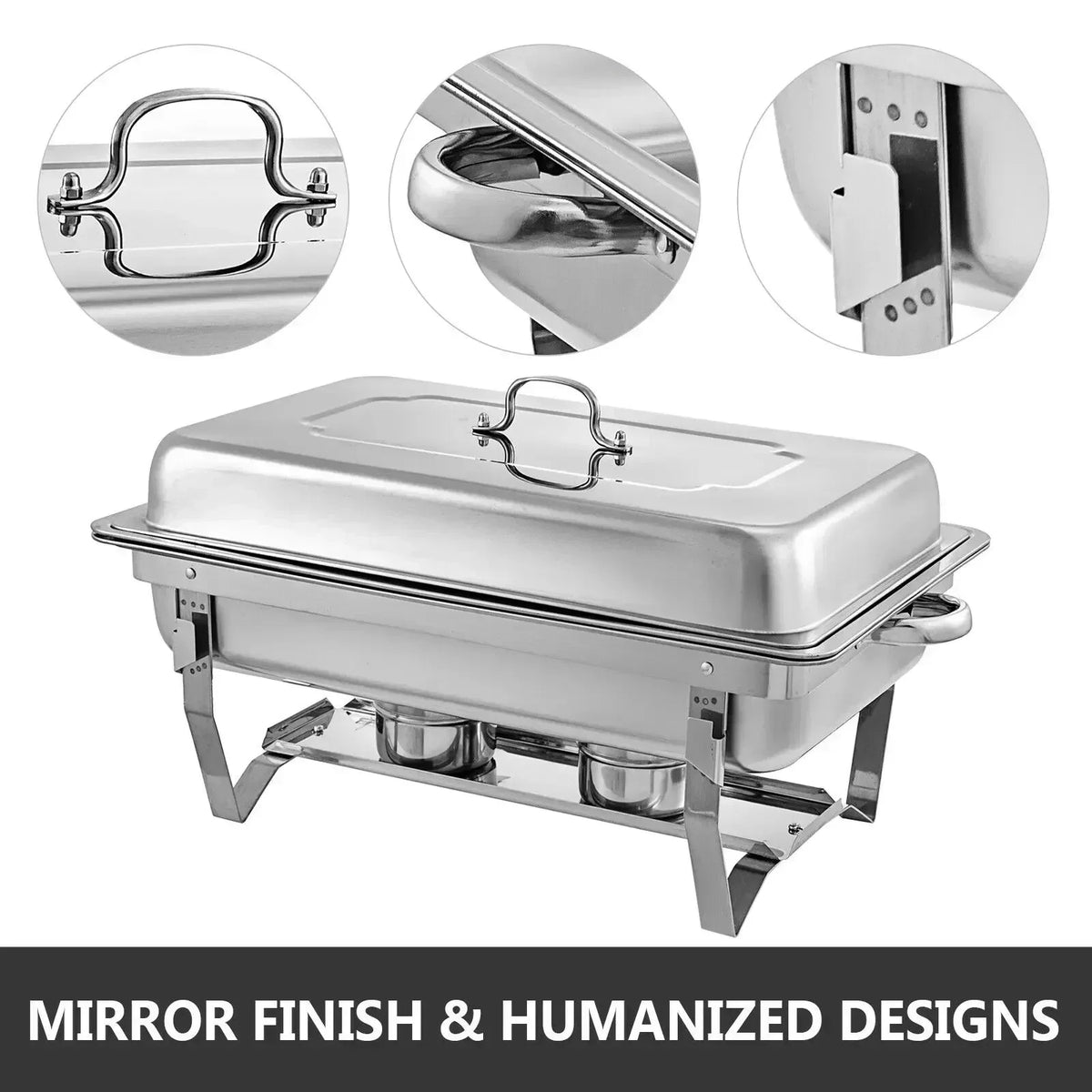 9L/8 Quart Chafing Dishes Buffet Stove Food Warmer Stainless Steel Foldable for Self-Service Restaurant Catering Parties