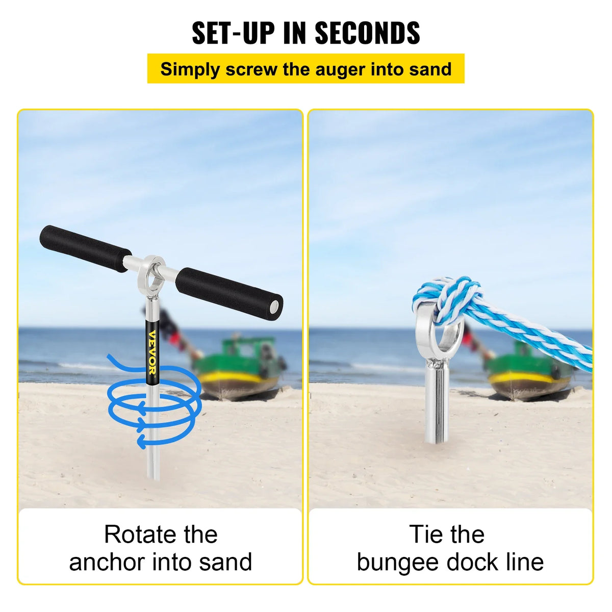 Sand Anchor, 36\" Length Auger to The Beach and Sandbar, with Removable Handle,for Jet Ski PWC Pontoon Kayak