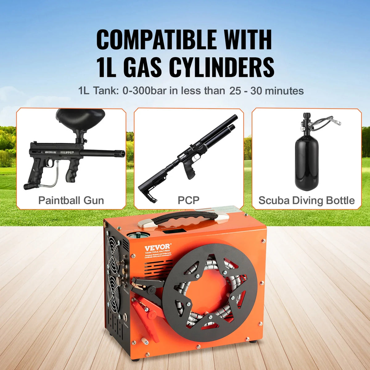PCP Air Compressor 4500PSI/30Mpa Portable PCP Airgun Compressor Water-Free Air Rifle Paintball Scuba Tank Compressor Pump