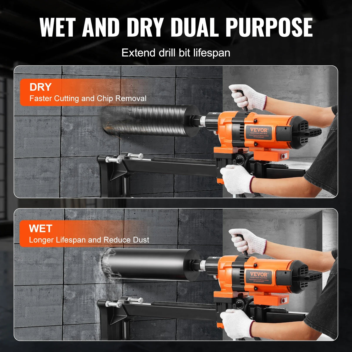 Core Drill Machine, 0.8-11.8in Drilling Diameter Diamond Core Drill Rig w/Core Drill Bit, 3500W Rugged Concrete Core Drill