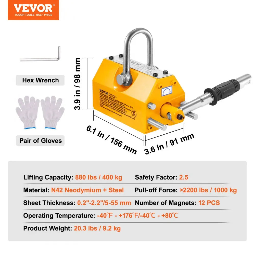 Magnetic Lifter 100-2000kg Lifting Magnet with Release Permanent Lift Magnets Heavy Duty Magnet for Hoist Shop Crane Block