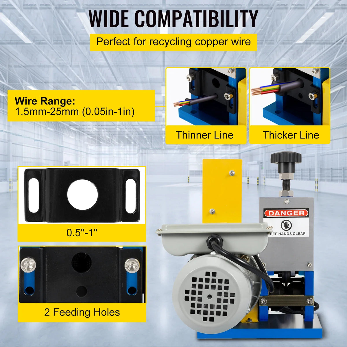 Electric Wire Stripping Machine 1.5-25mm Automatic Wire Stripping Machine Portable Cable Stripper for Copper Recycling