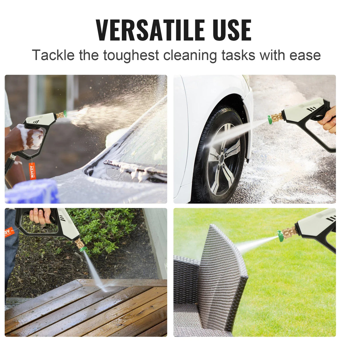 Short Pressure Washer Gun 5000 PSI High Power Outlet Hose Connector Foam Gun 5 Color Quick Connect Nozzles