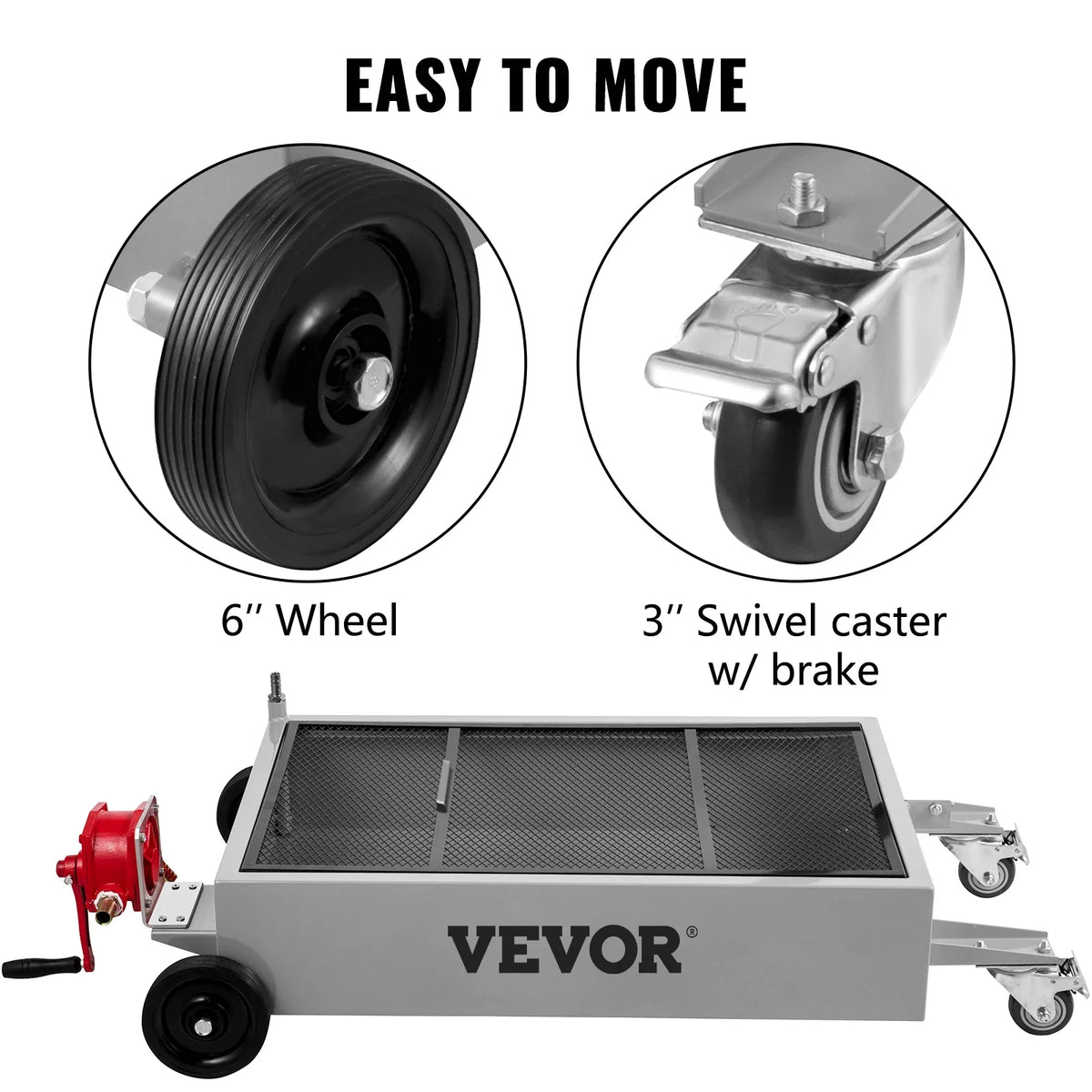 15 Gallon Oil Drain Tank 57L Low Profile Oil Drain Pan, Foldable Hand, with Pump, for Car SUV Trucks Oil Draining