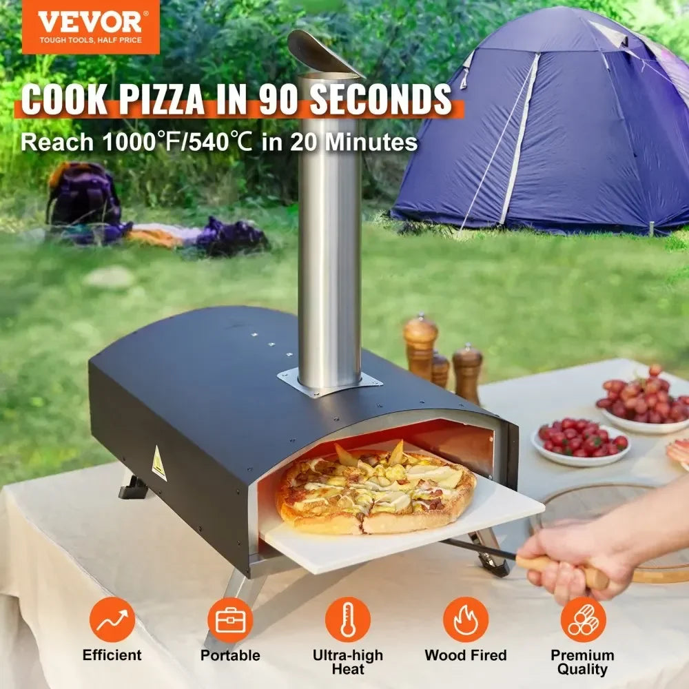 Outdoor Oven 12-inch Pellet and Charcoal Fired Maker Portable Outside Stainless Steel Grill with Pizza Stone