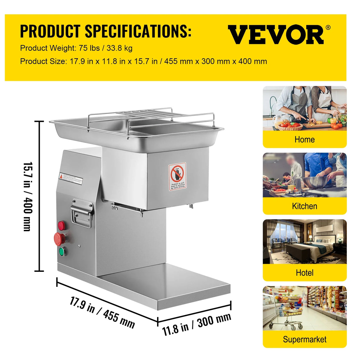 250Kg/H Electric Meat Slicer Stainless Steel 3mm Blades Meat Cutter Grinder Machine Auto Kitchen Home Appliance Commercial