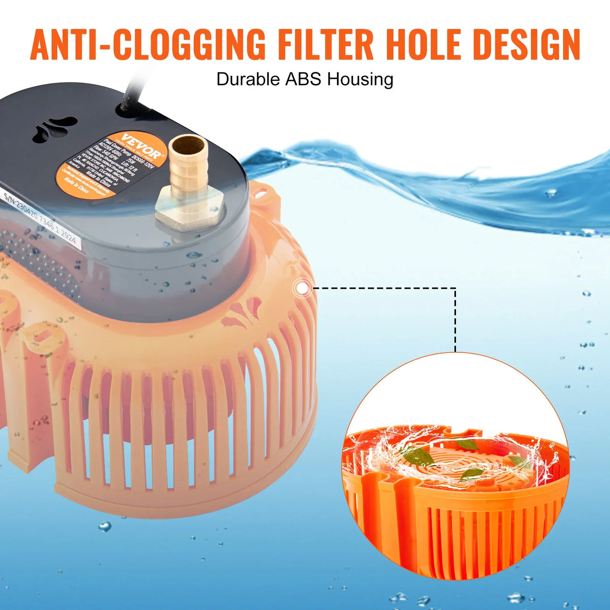 Automatic Pool Cover Pump 1/10HP 75W 540GPH 120V Submersible Swimming Pool Cover Pump Water Removal Pump for Pool Draining