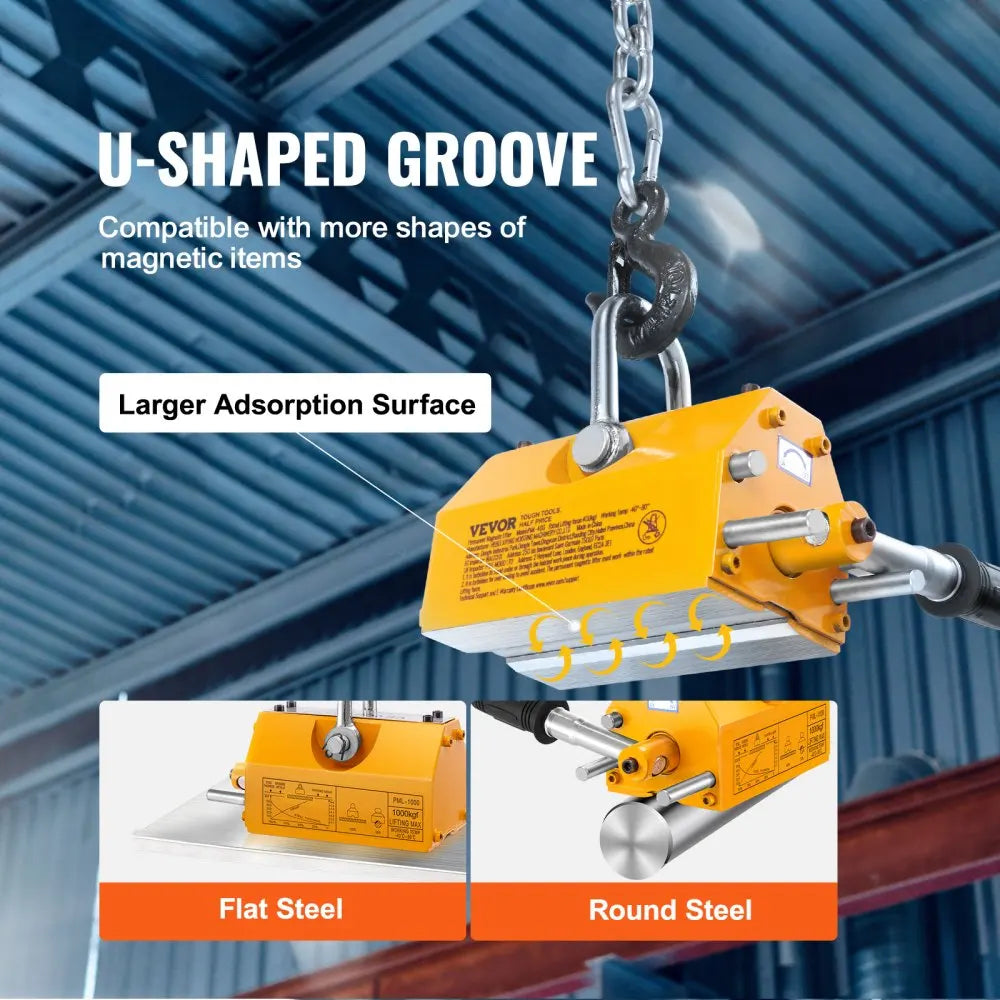 Magnetic Lifter 100-2000kg Lifting Magnet with Release Permanent Lift Magnets Heavy Duty Magnet for Hoist Shop Crane Block