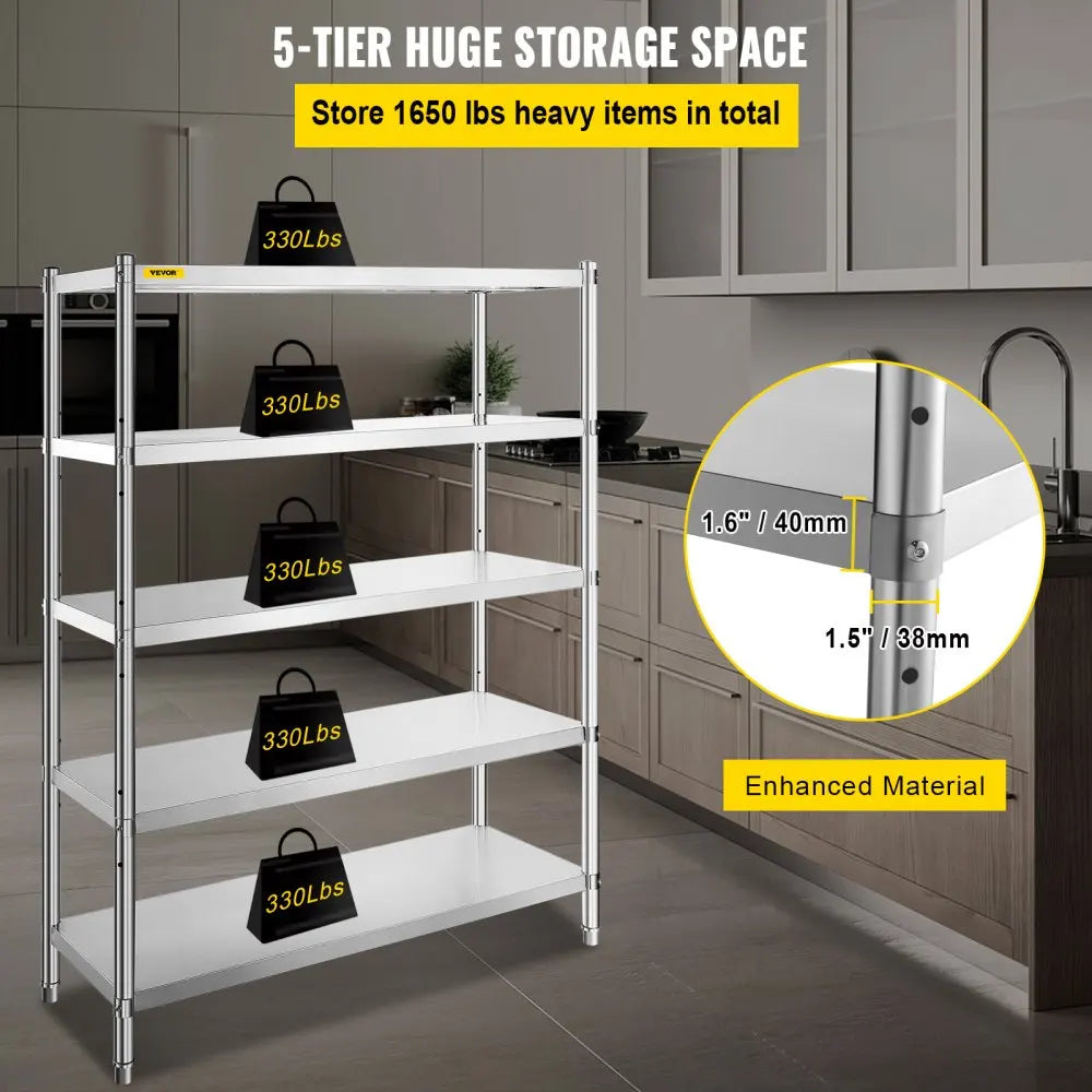 Stainless Steel Shelves  Adjustable Shelf Storage Unit Stainless Steel Rack Shelving Heavy Duty Shelving